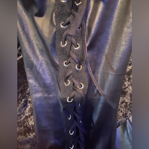 Discontinued y2k shiny leggings XL 24-36” metal punk goth biker tattoo L glam - Picture 3 of 5